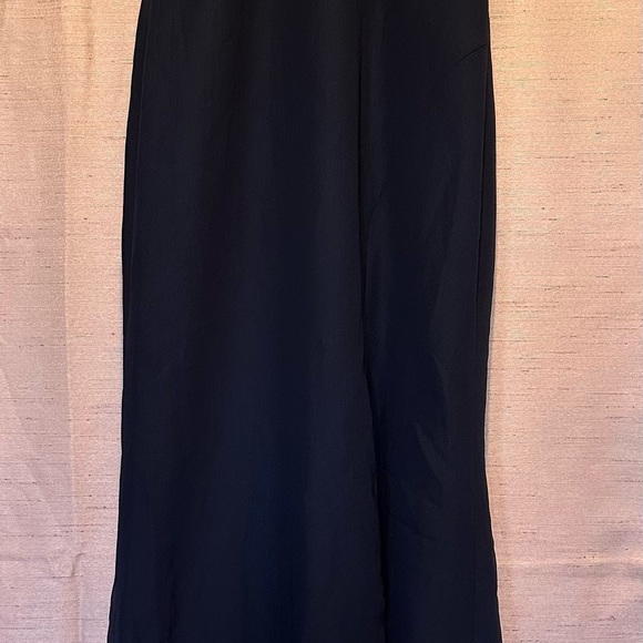 Dessy Collection Midnight Cutaway Shoulder High Slit Crepe Gown - Picture 2 of 5